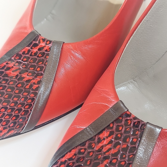 Via Spiga Vintage Red Leather Heels - Picture 10 of 12